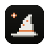 Sorcerer app icon: a pixel-art wizard hat