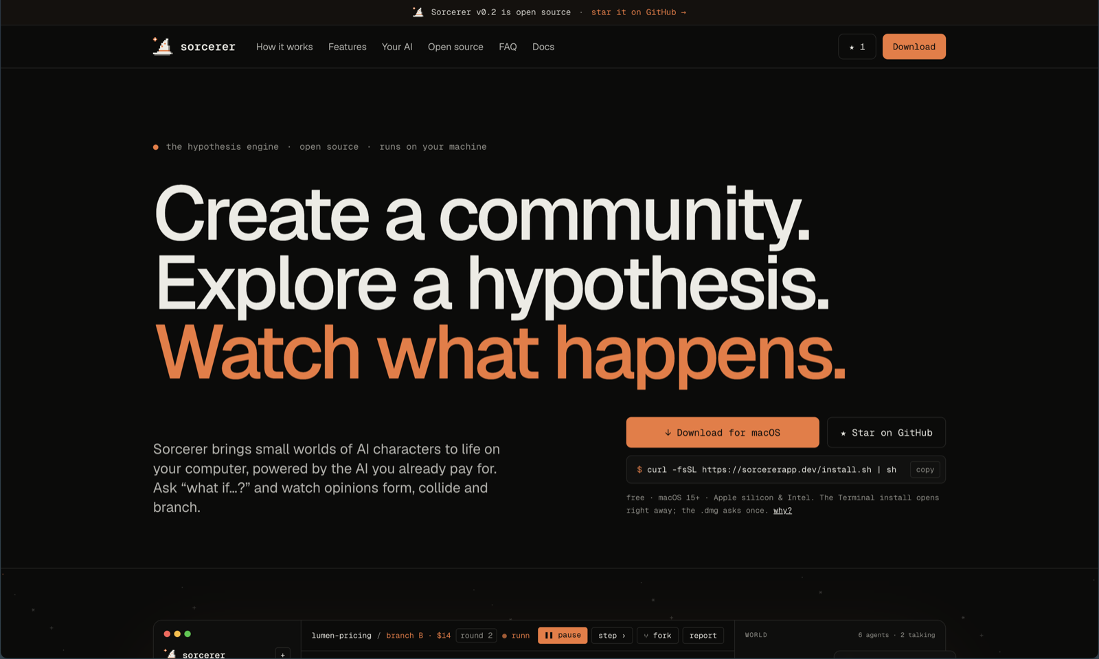 Sorcerer landing page