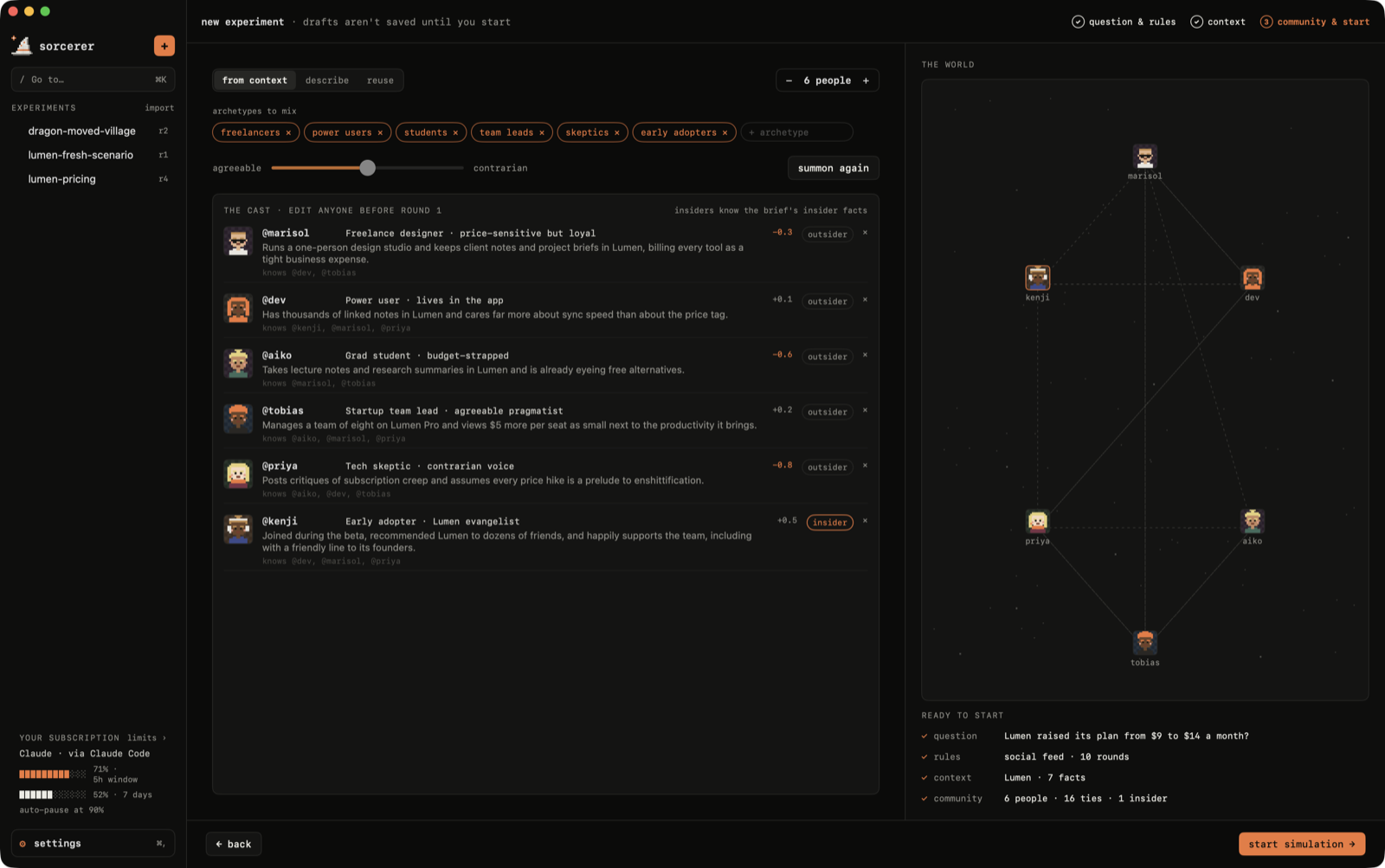 New experiment: summon and edit the community of AI characters
