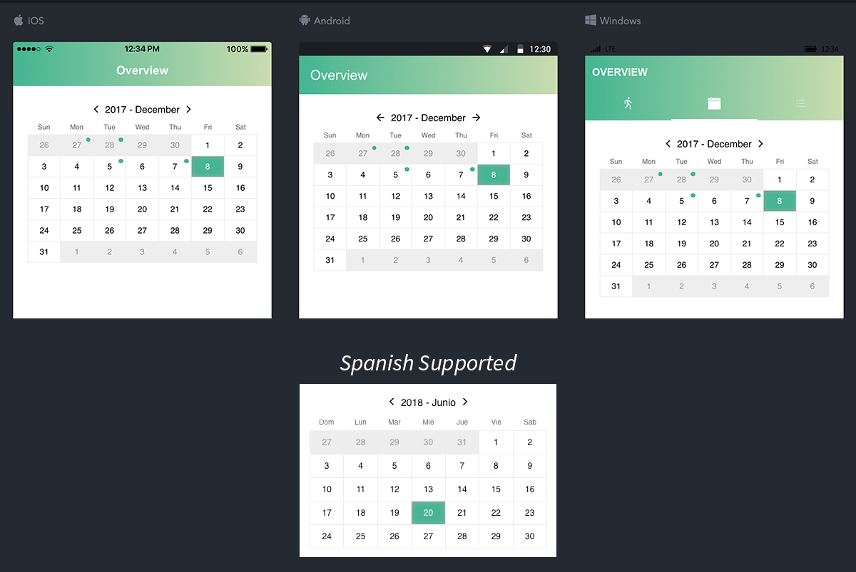 GitHub gbrits/ioniccalendar A calendar component for the Ionic 3