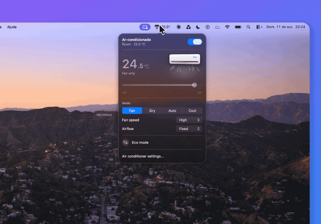 The Celsius popover in the macOS menu bar