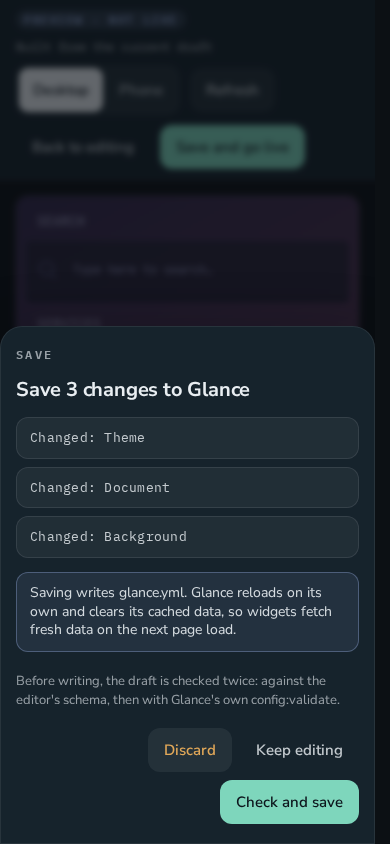 Review before saving, on a phone
