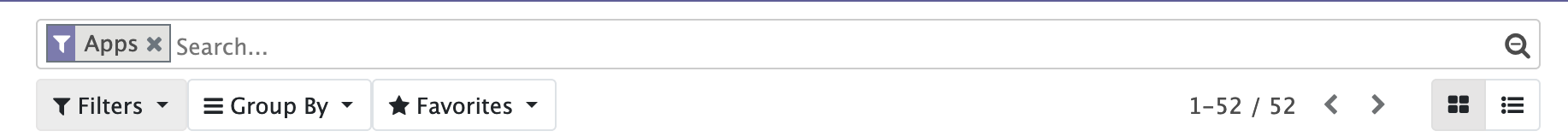 remove apps filter from odoo search