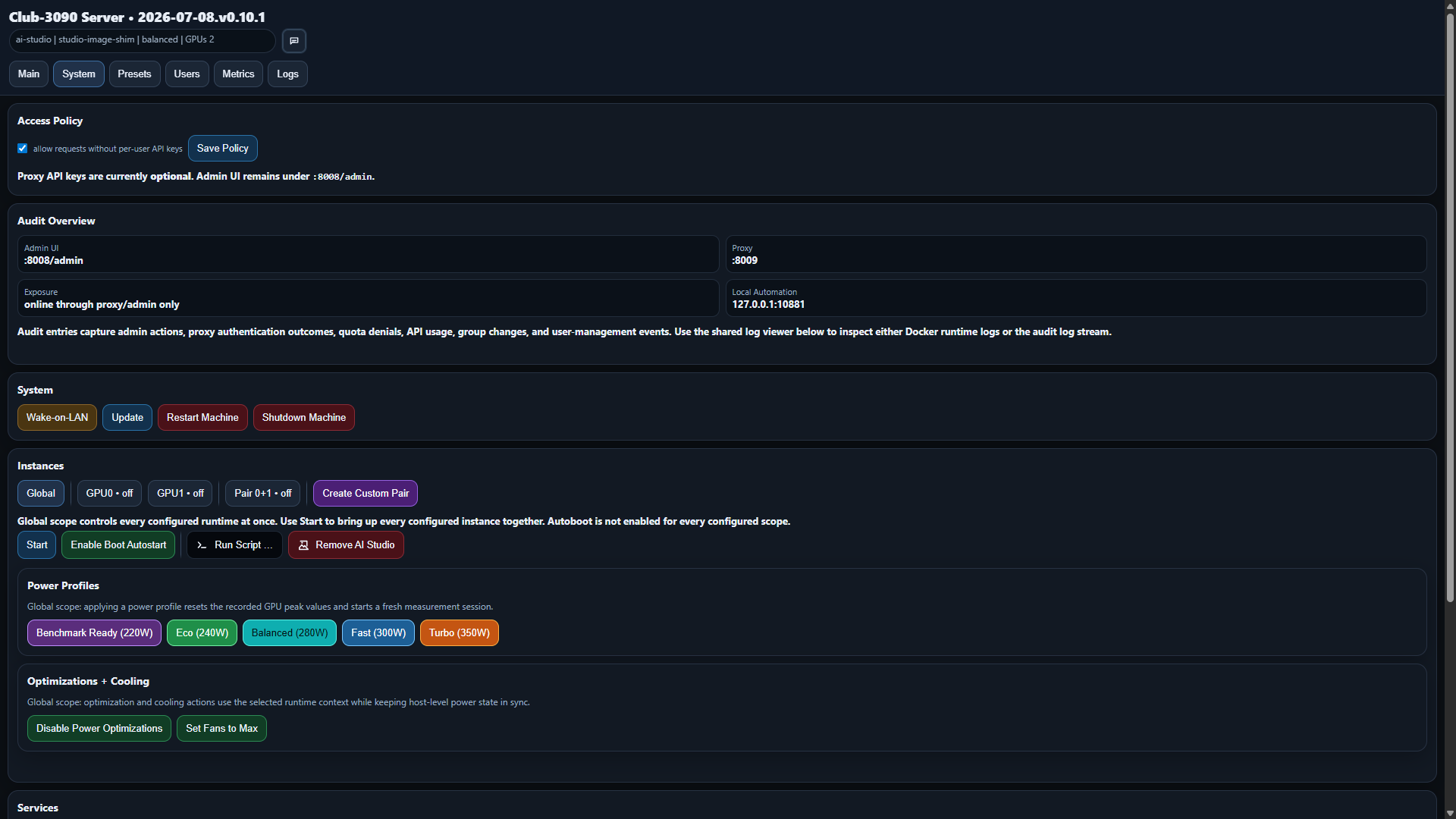 2. System Tab