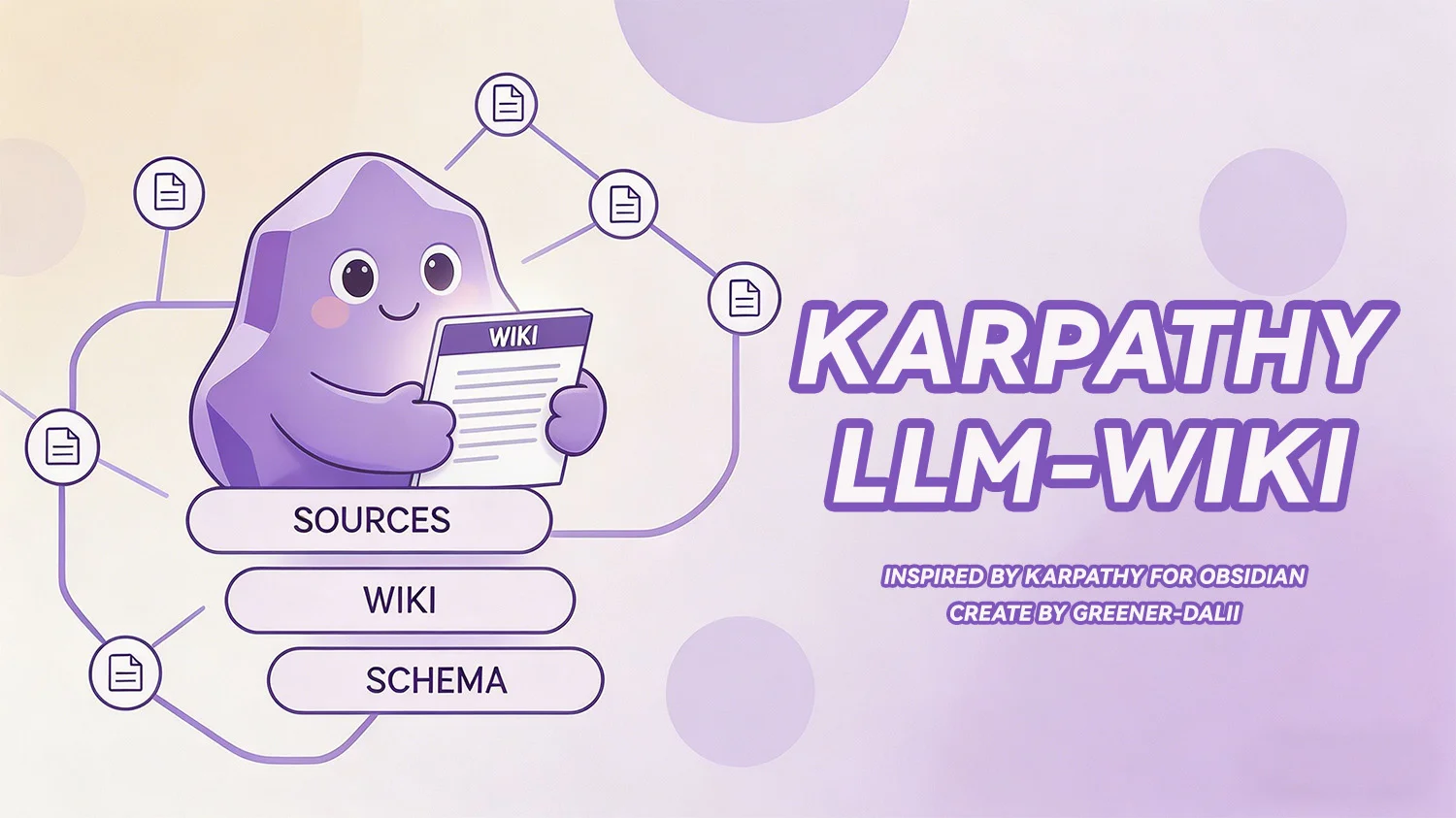 Karpathy LLM Wiki plugin banner โ a network of interconnected wiki pages built from your Obsidian notes