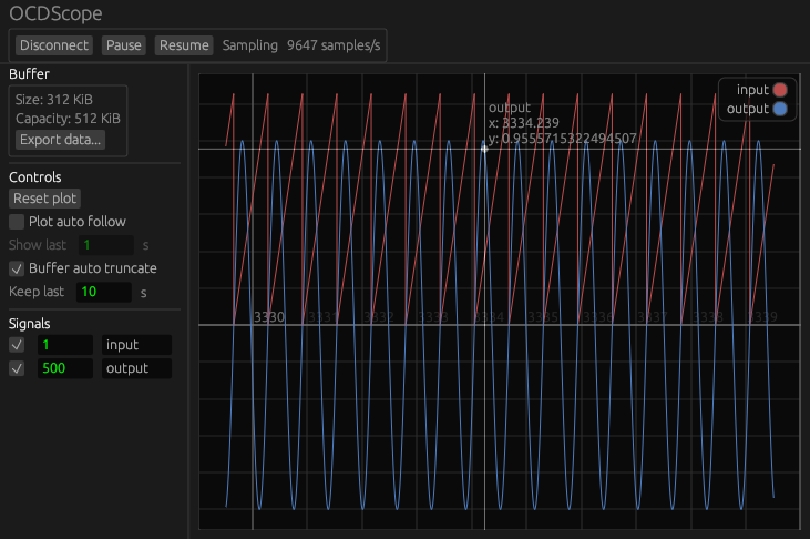 Screenshot of the OCDScope window