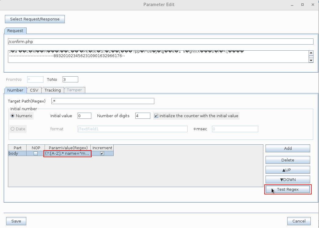 parameter number regexchk