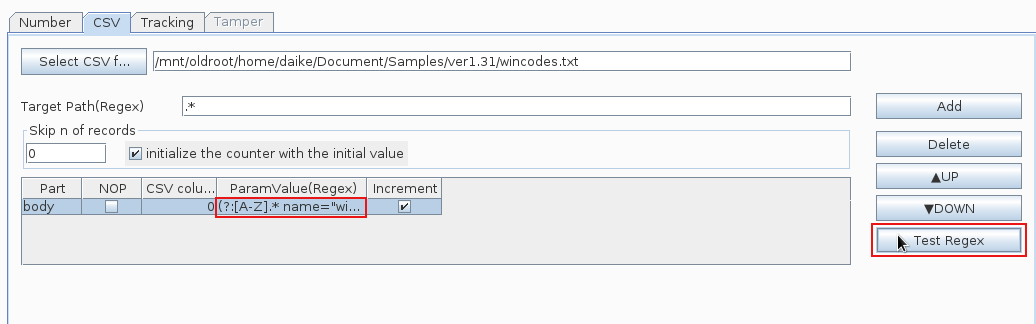 parameter number regexchk