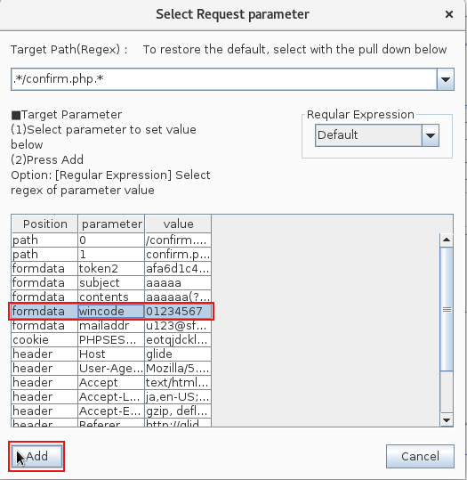 parameter select numberadd