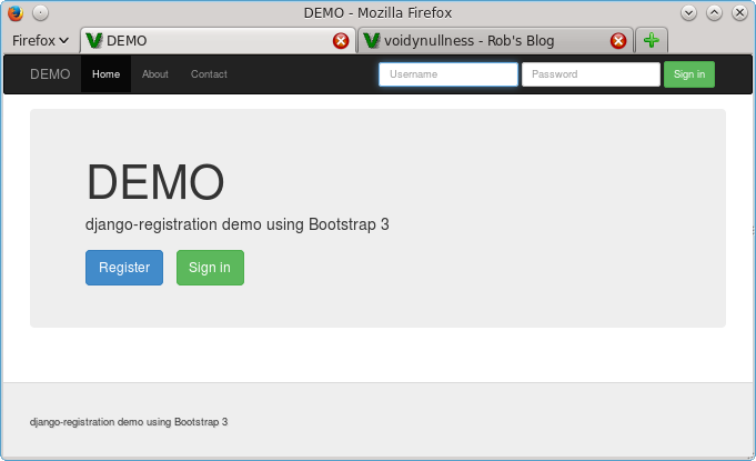 Screenshot of demo app homepage