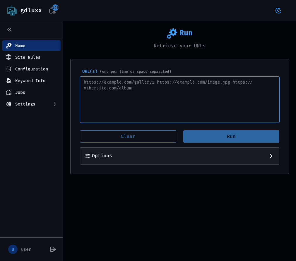 gdluxx main interface