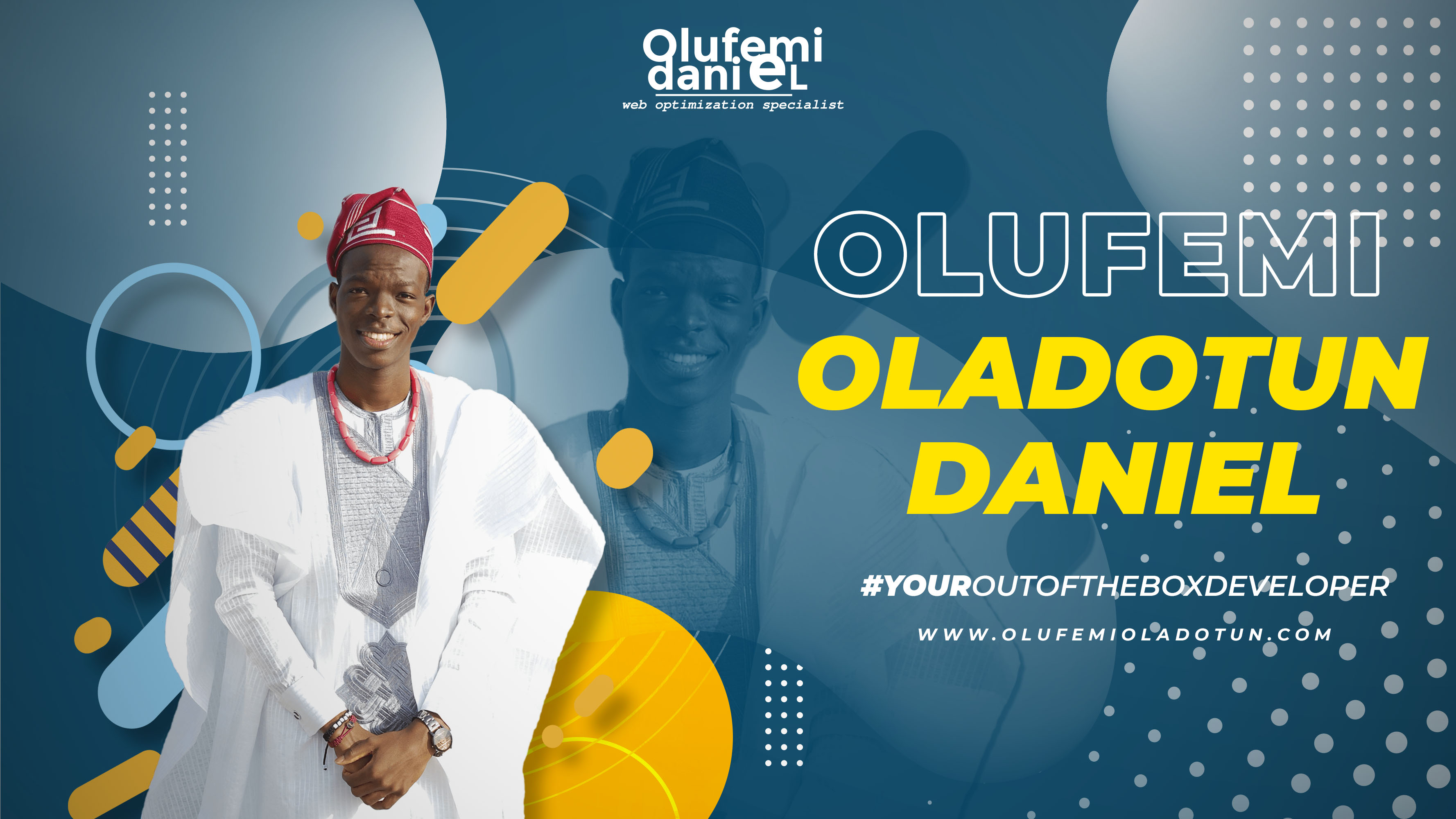 banner that says I'm Olufemi Oladotun Daniel. web optimization specialist
