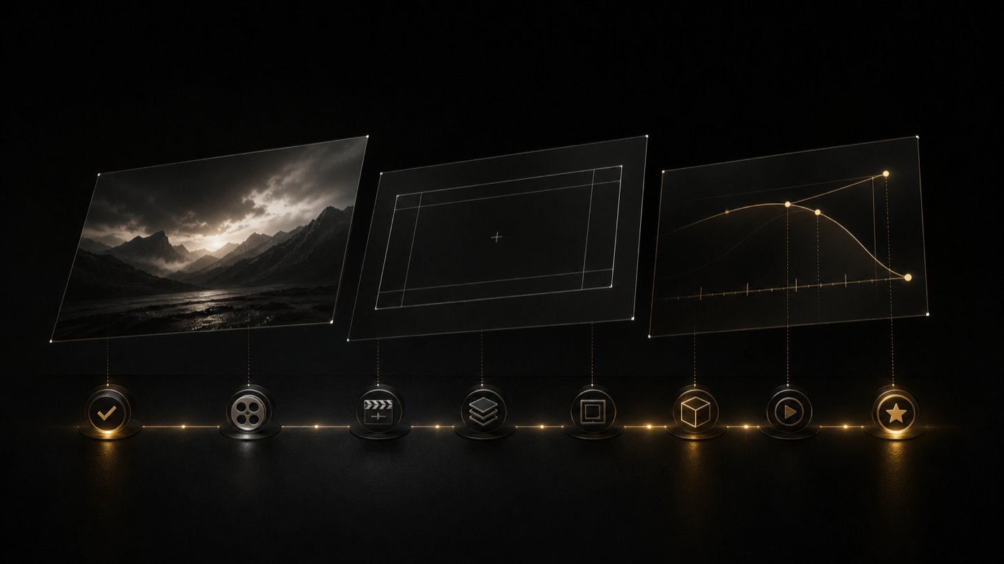 Background, typography, and motion layers