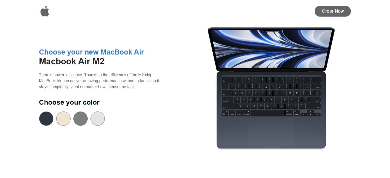 Macbook Air M2 Landing Page Desktop Demo