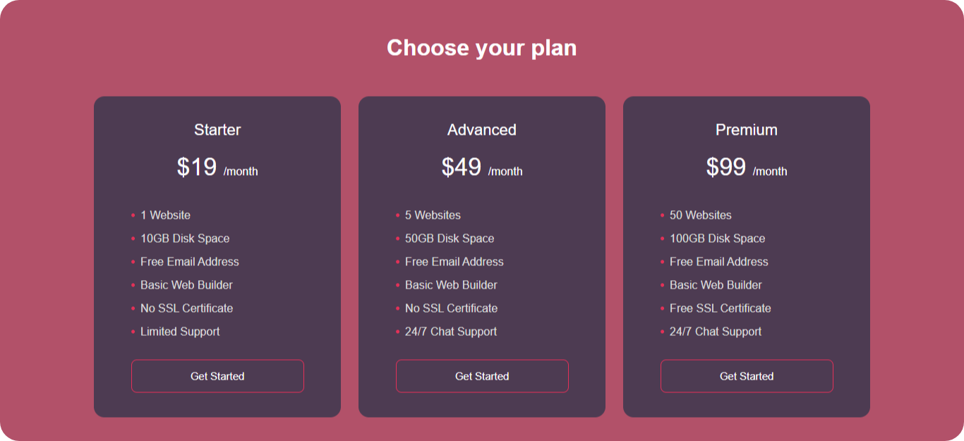 Pricing Table