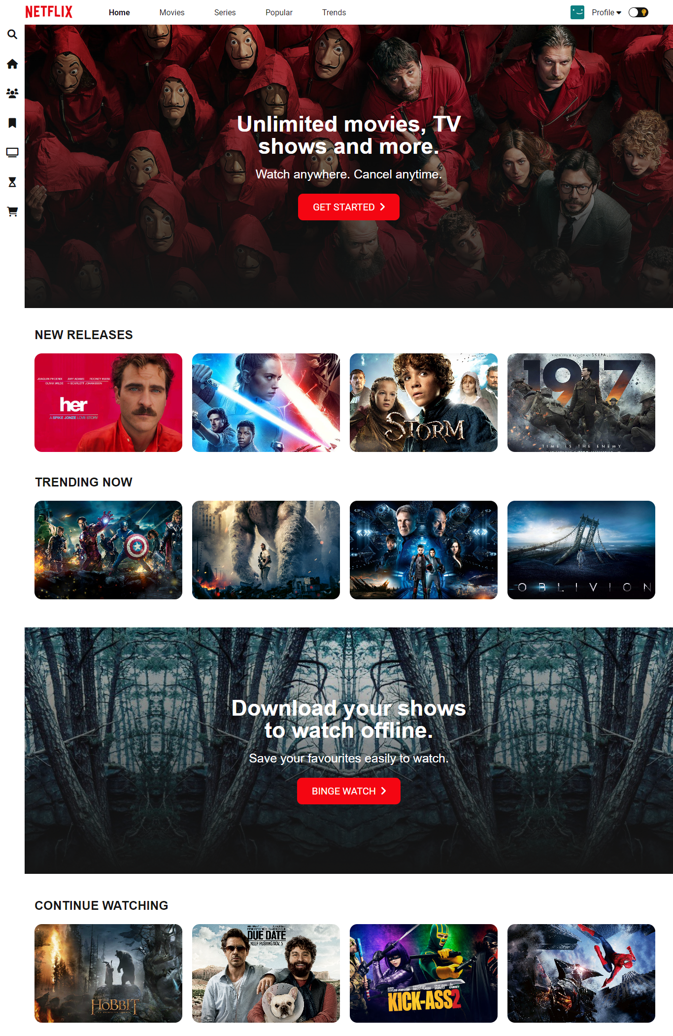 Responsive Netflix Clone Desktop Demo