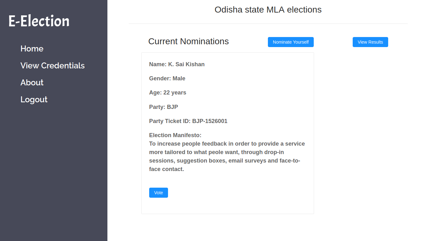 View Nomination Page