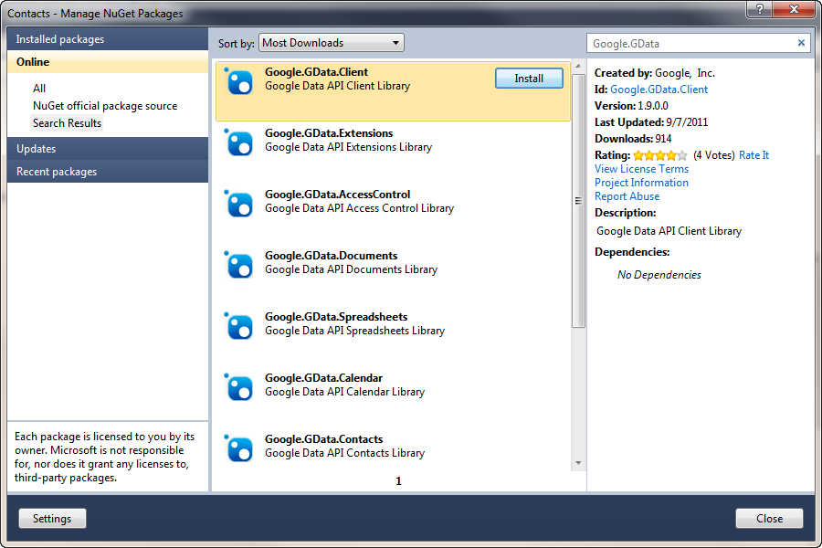 NuGet Package Manager