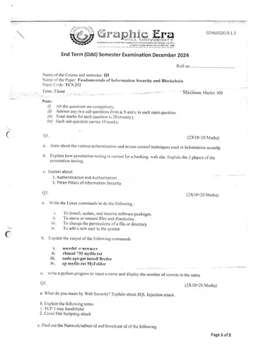 PYQs Archive | TCS332 ENDSEM 2024 DEC