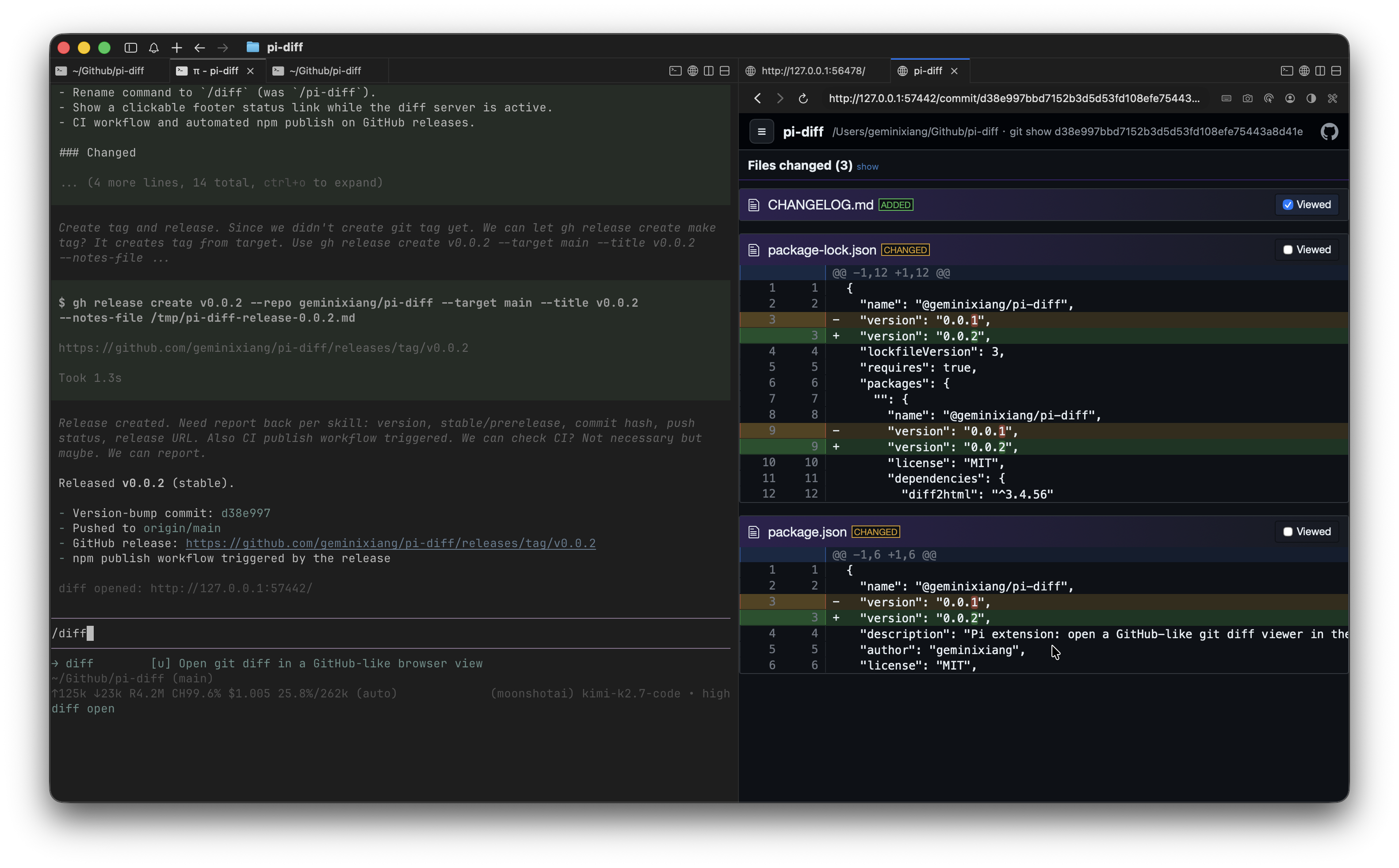 pi-diff demo