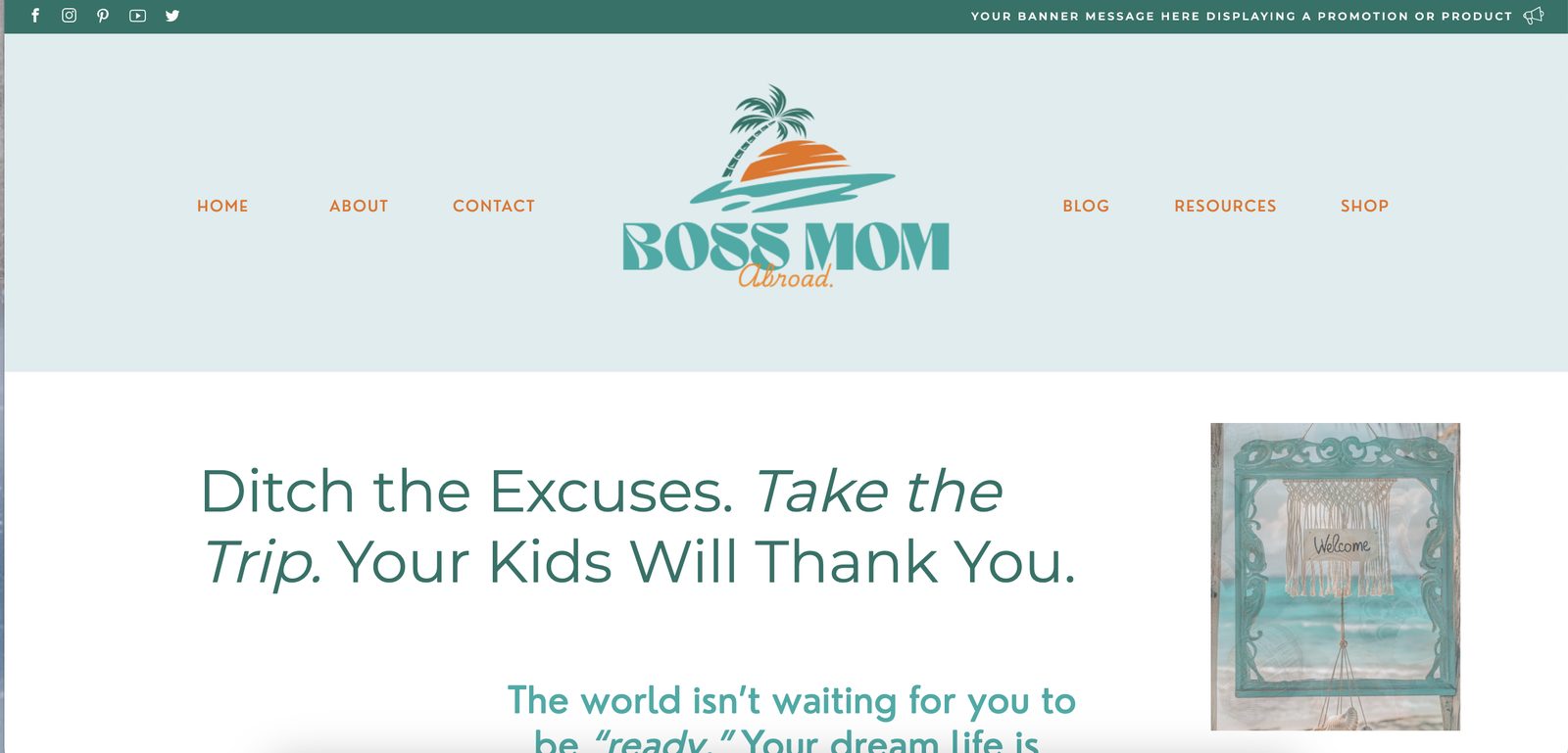 Boss Mom Abroad website, designed by Boss Lady Bloggers