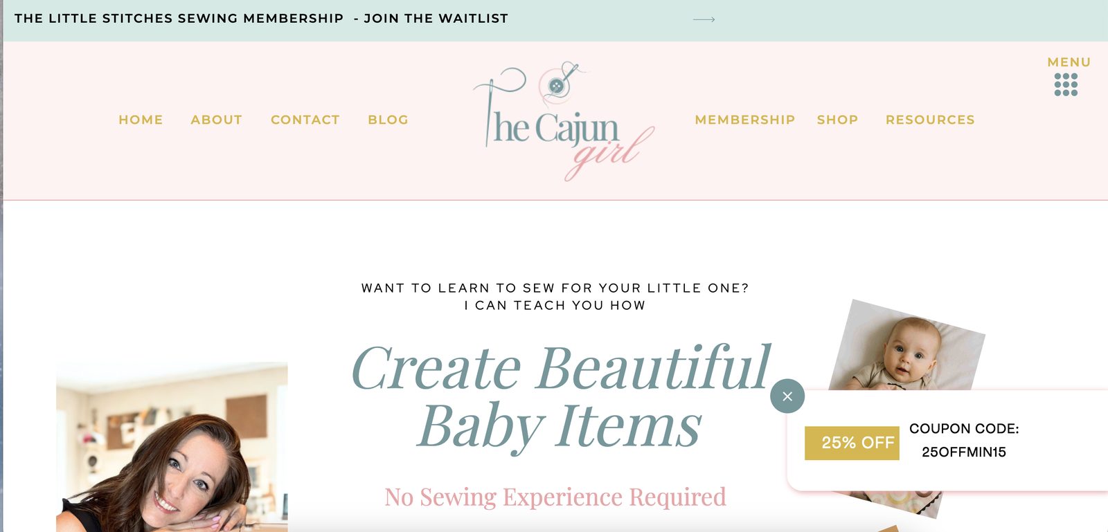 The Cajun Girl website, designed by Boss Lady Bloggers