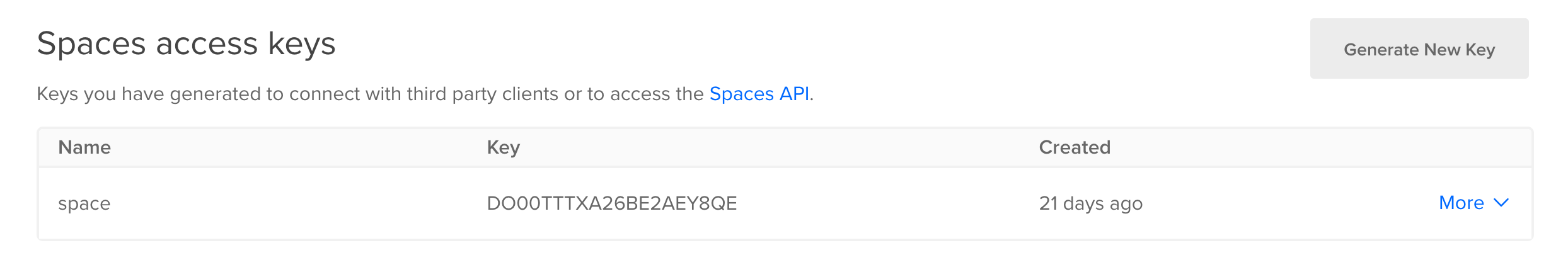 Generate a Space Access Key and Secret Key