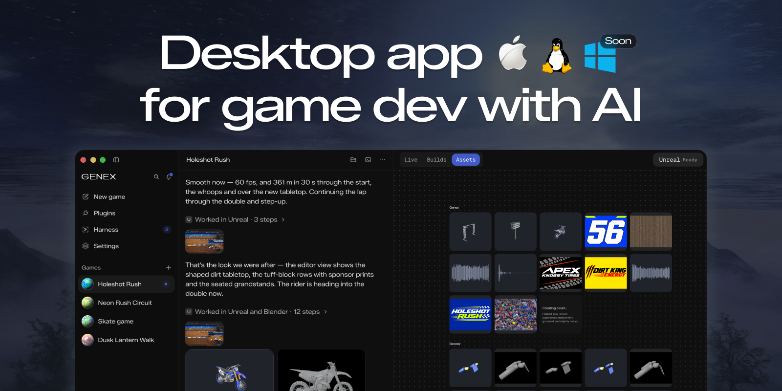 Genex: a game built in chat, with its assets beside it