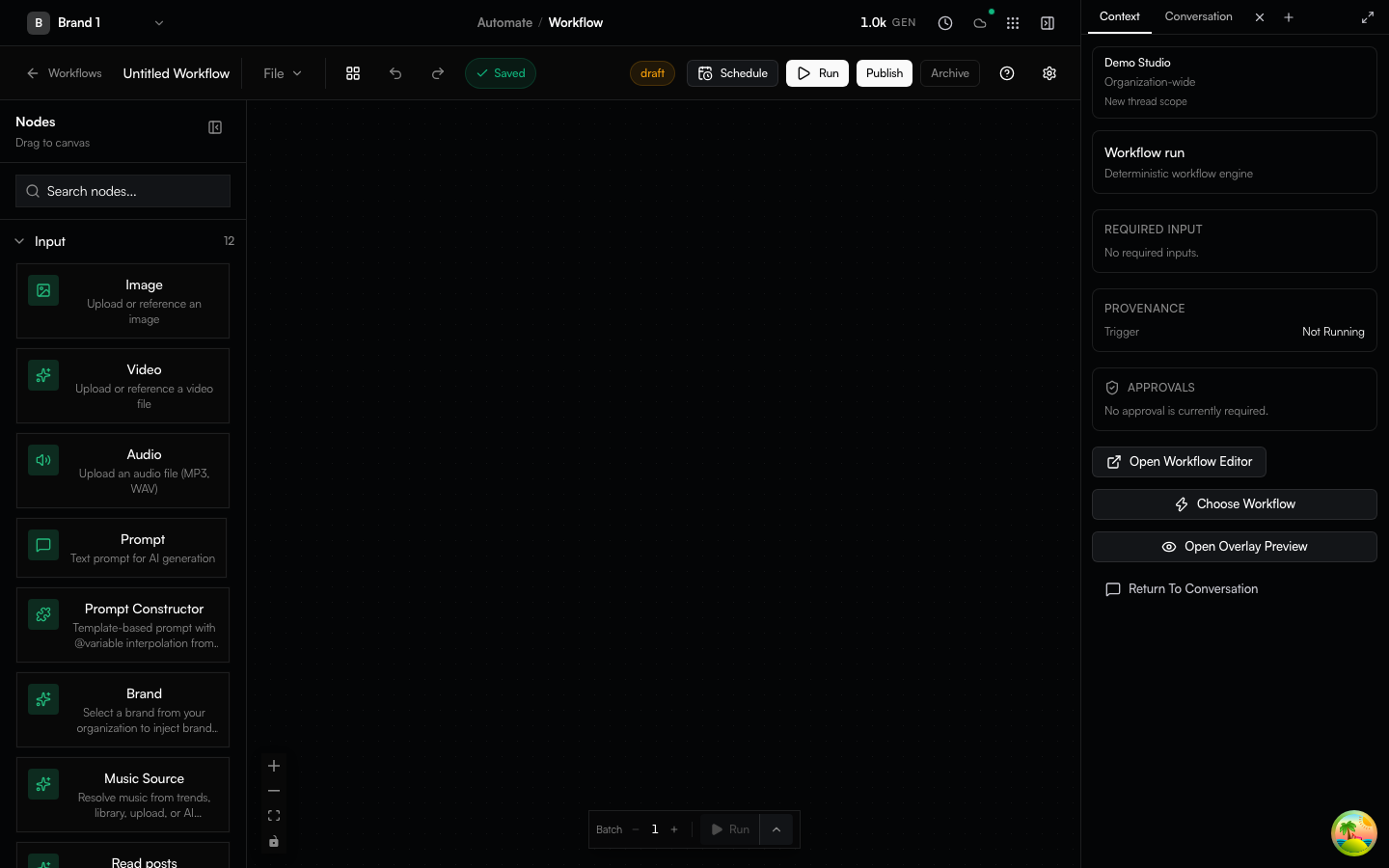 Visual workflow authoring in a mocked Community workspace