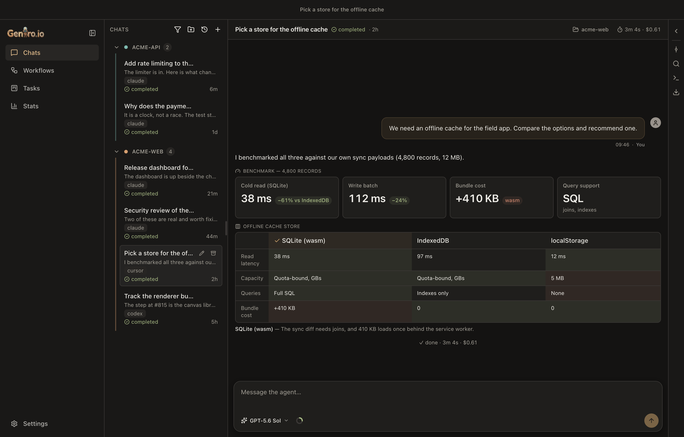 The same chat in the dark theme