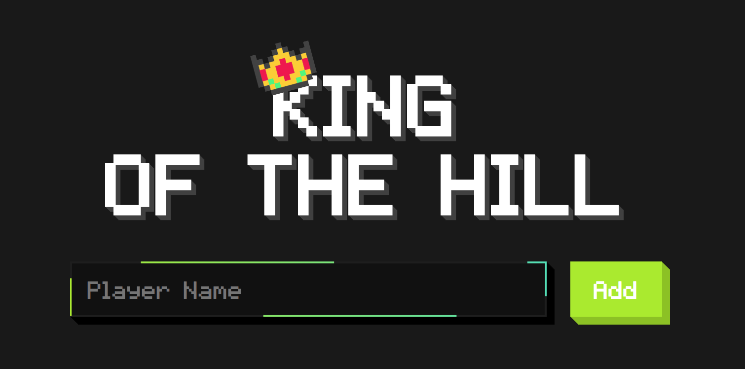 First screen of the King of the Hill app