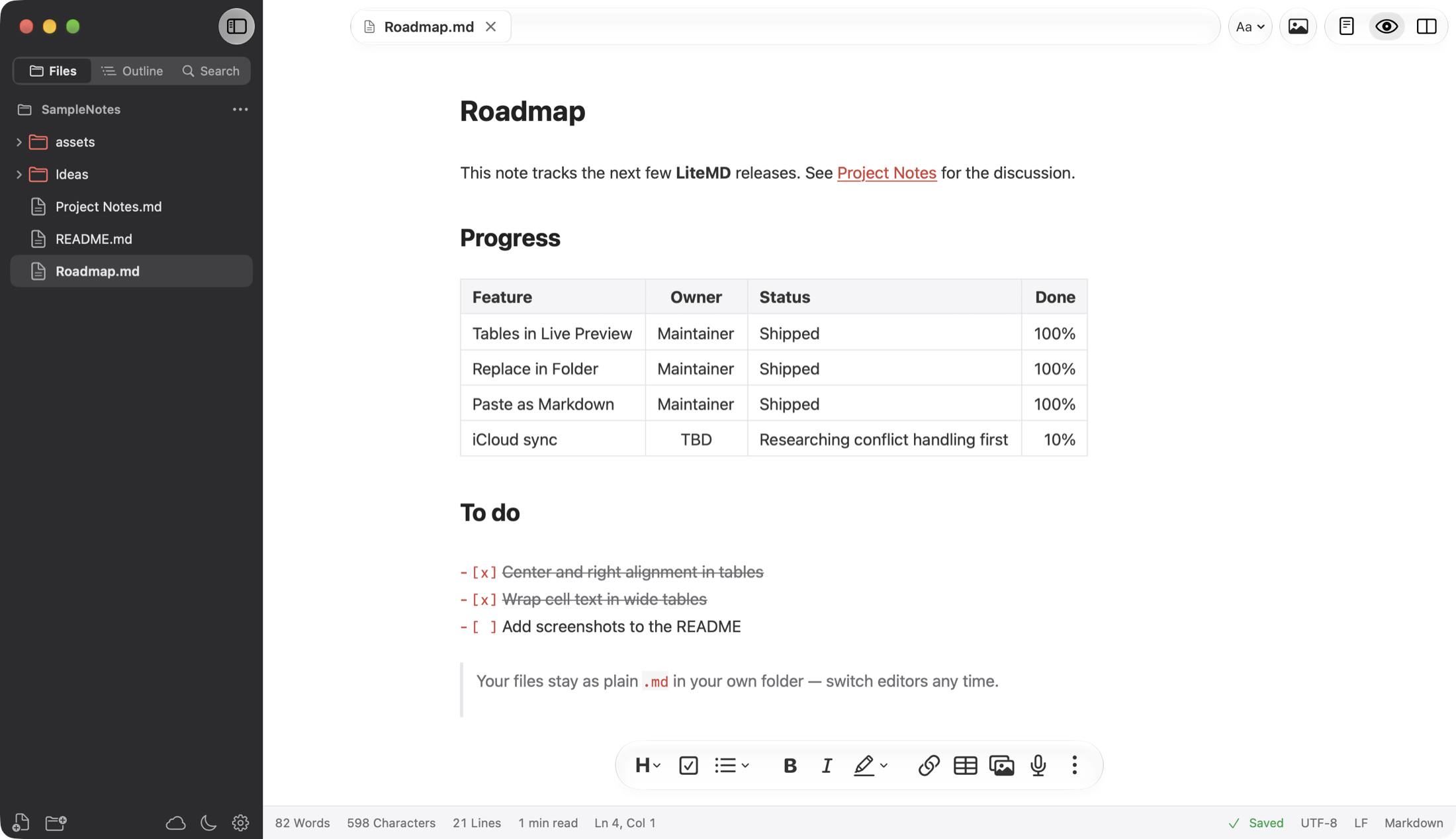 LiteMD screenshot 1