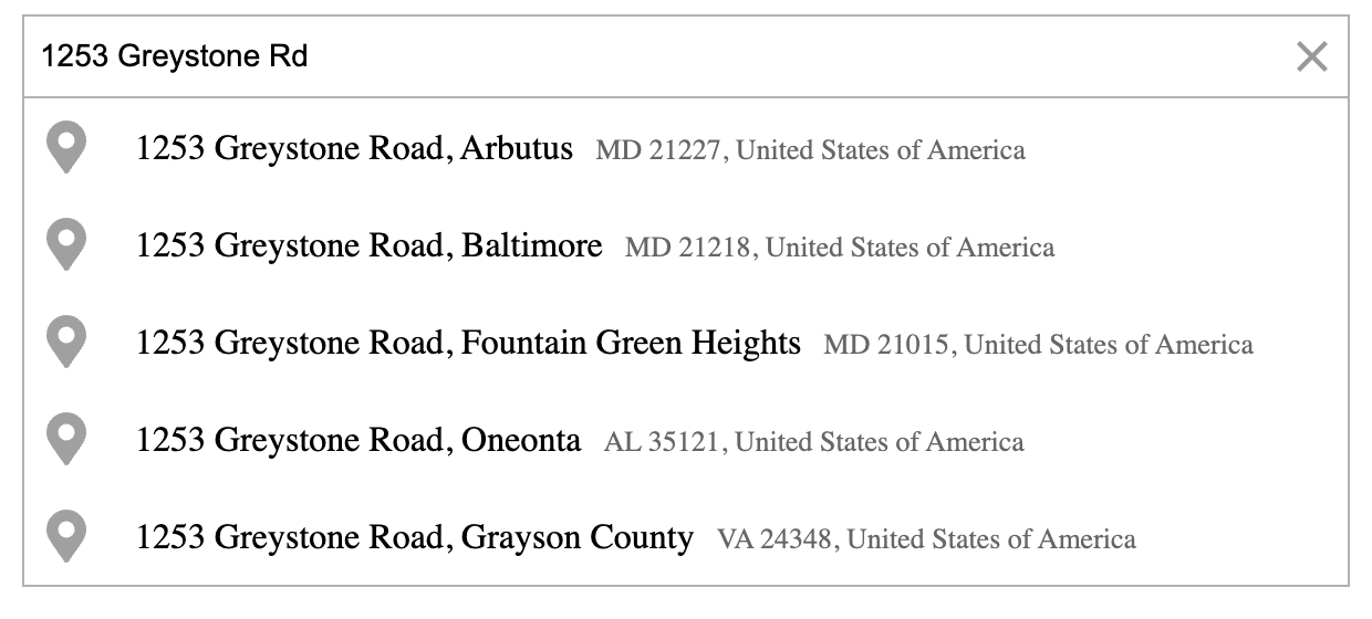 Angular Geocoder Autocomplete Screenshot