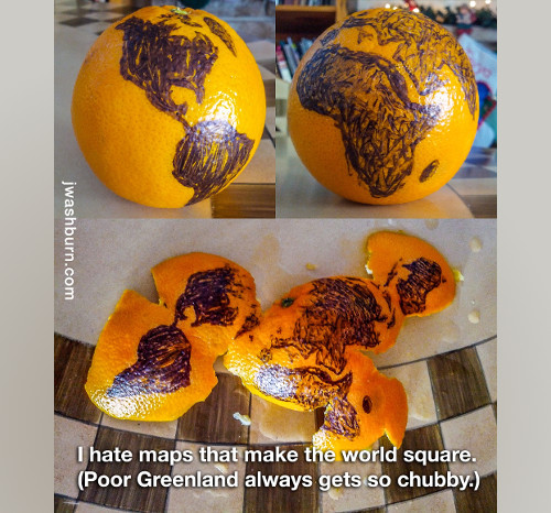 Image of a map on an orange skin