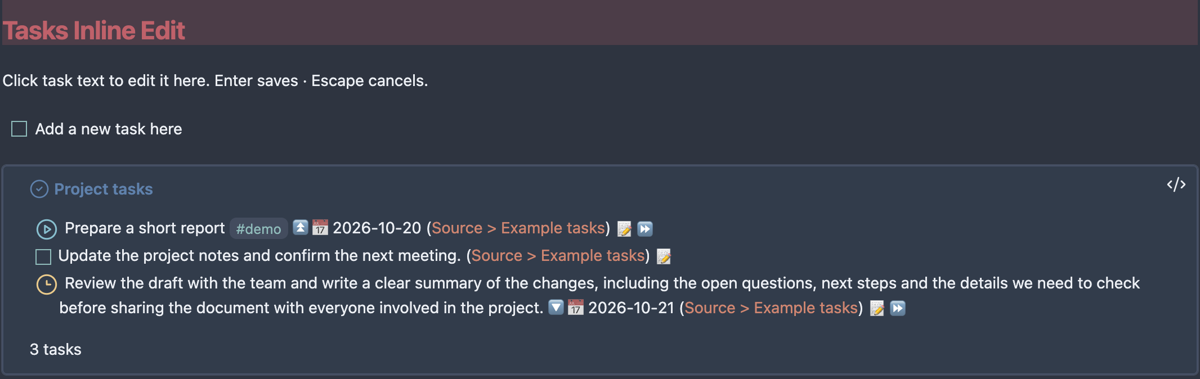 Editing a long task in Live Preview