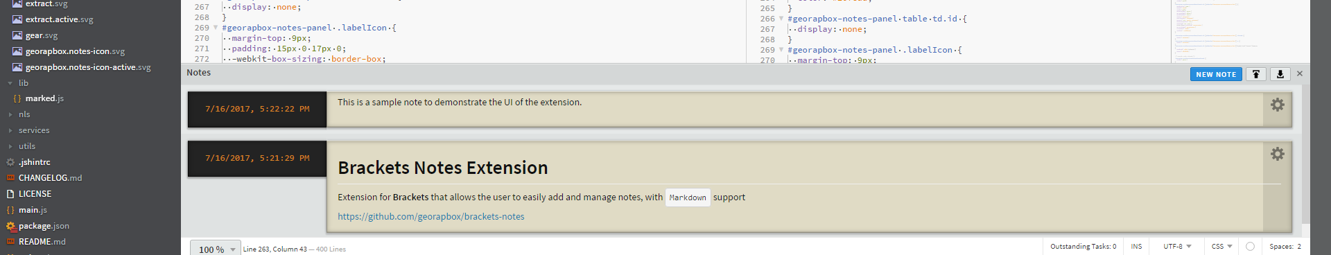 Brackets Notes - Light Theme