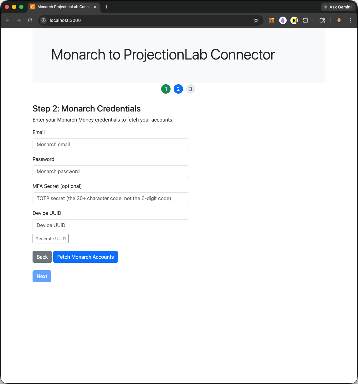 Monarch to ProjectionLab Connector