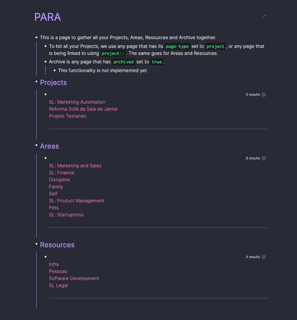 PARA Root page