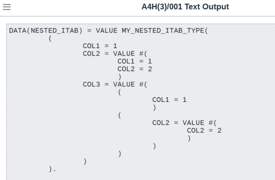 Result popup with the generated VALUE statement