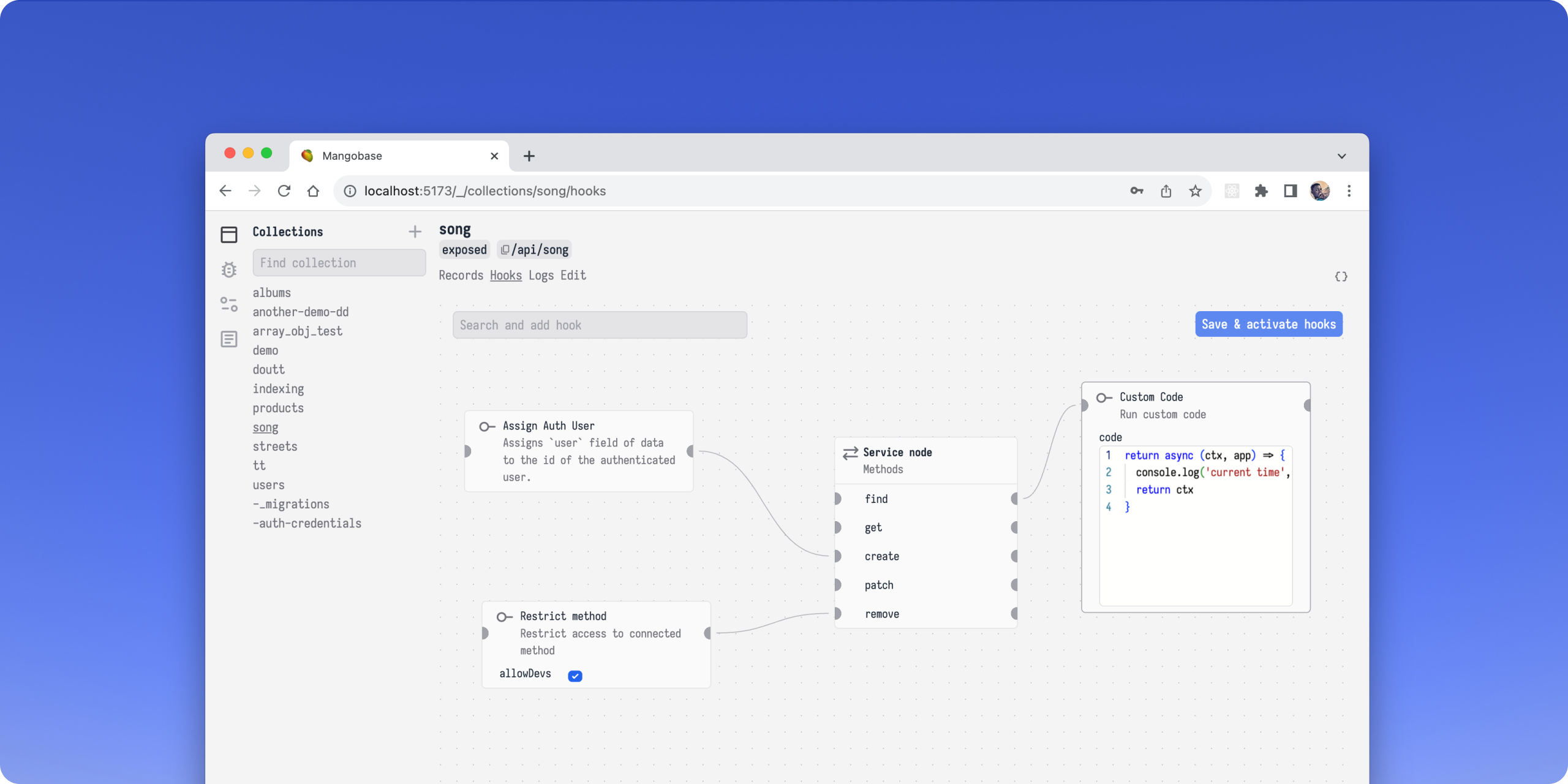 Mangobase dashboard