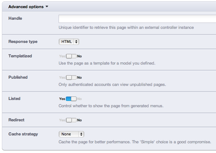 Advanced options