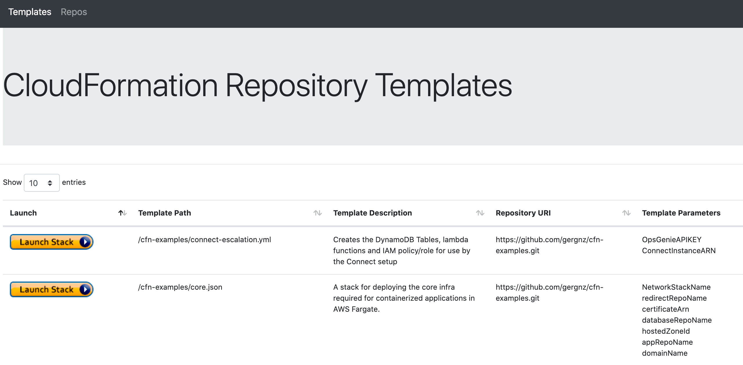 CloudFormation Respository Templates