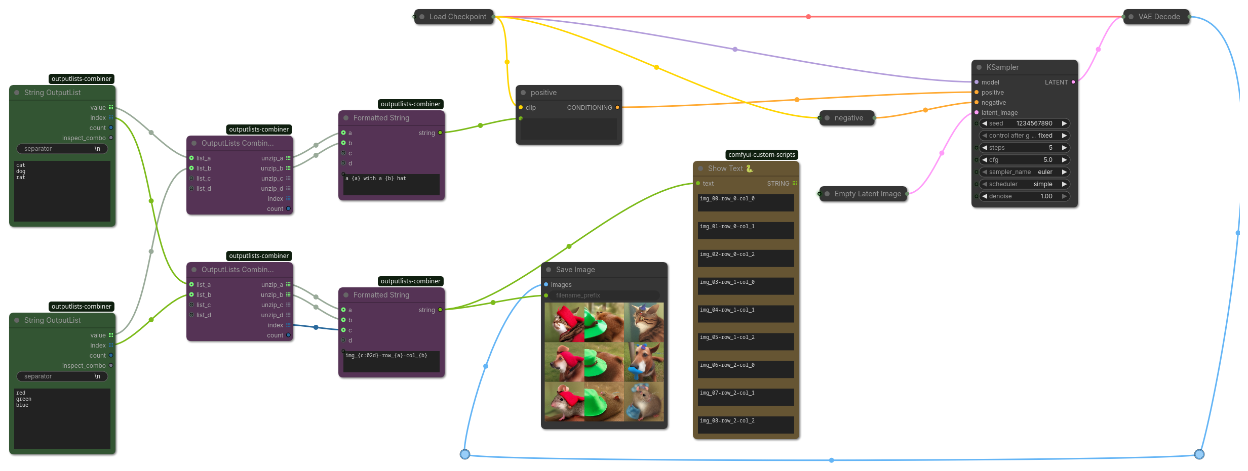 Combine row/column for filename example