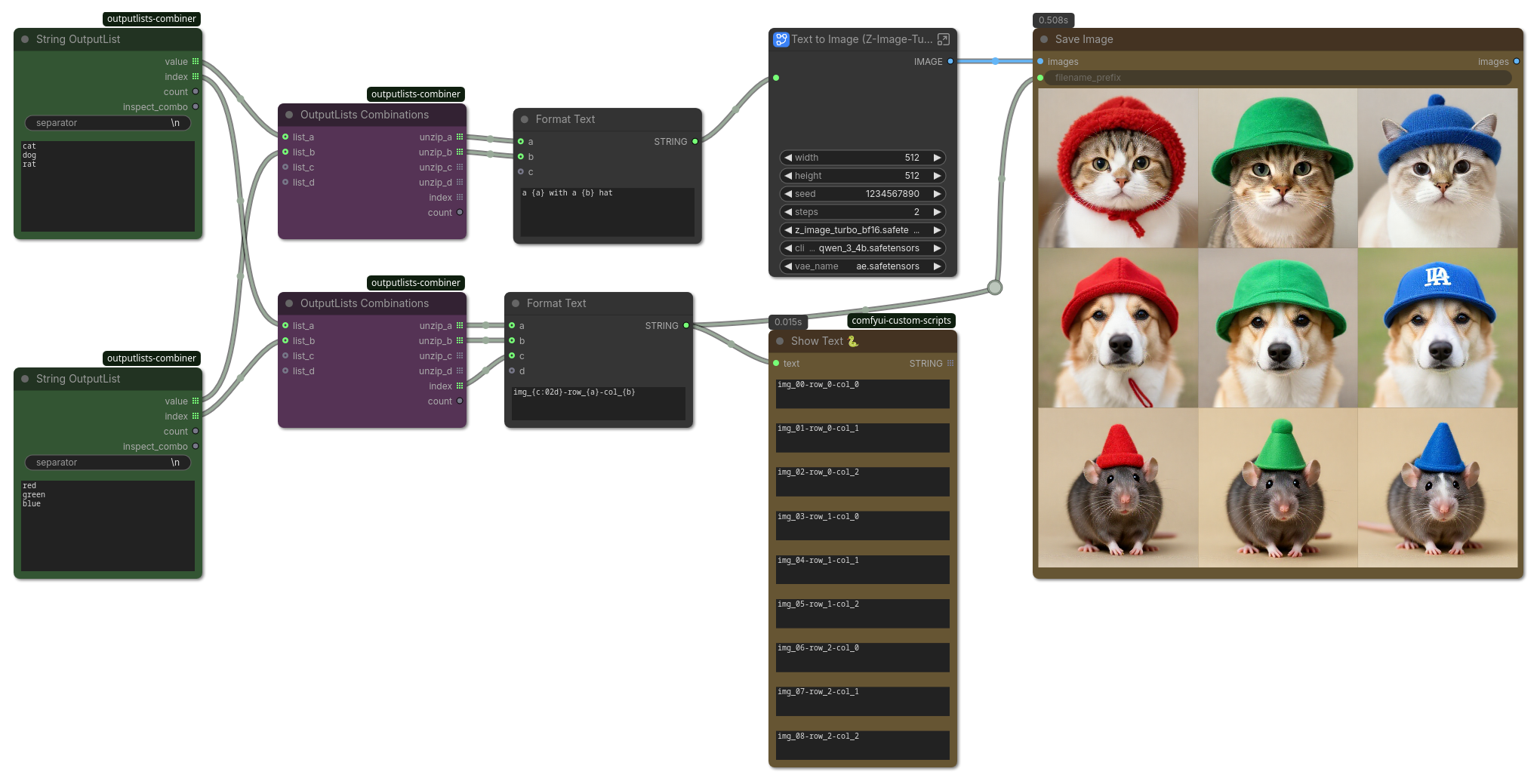 Combine row/column for filename example