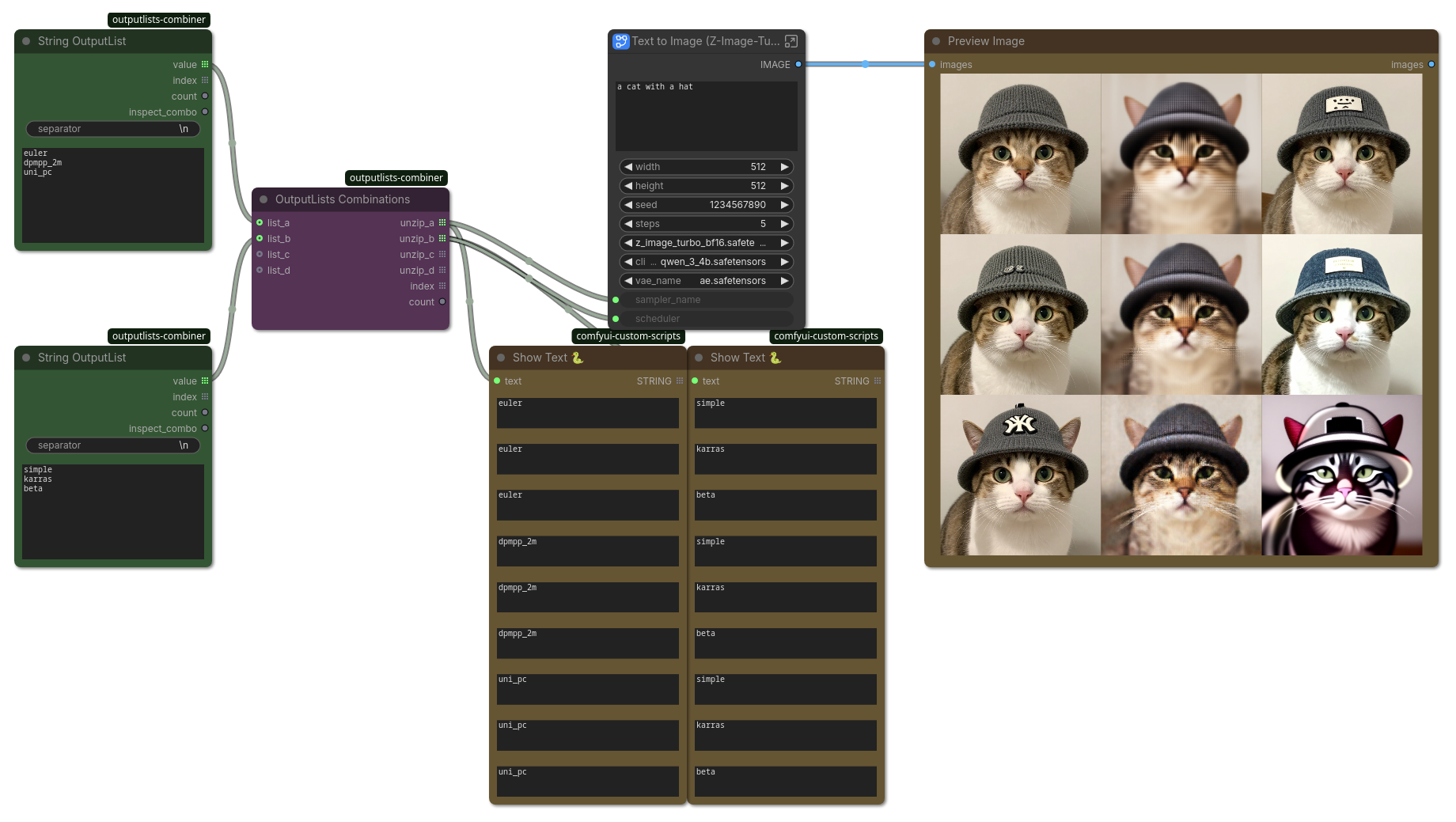 Combine samplers and schedulers example