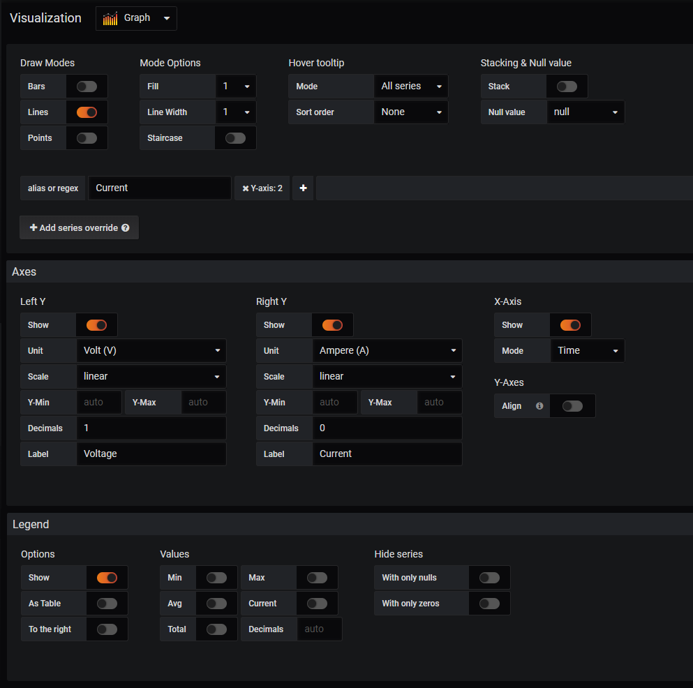 visualization settings