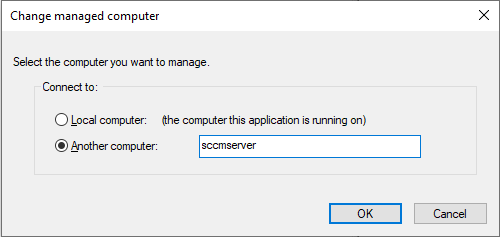 SCCM WMIMGMT.msc MMC snapin connect to other computer