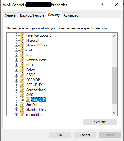 SCCM WMIMGMT.msc MMC snapin connect to other computer