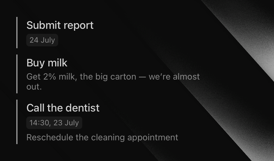 Reminders widget for macOS by developerbola